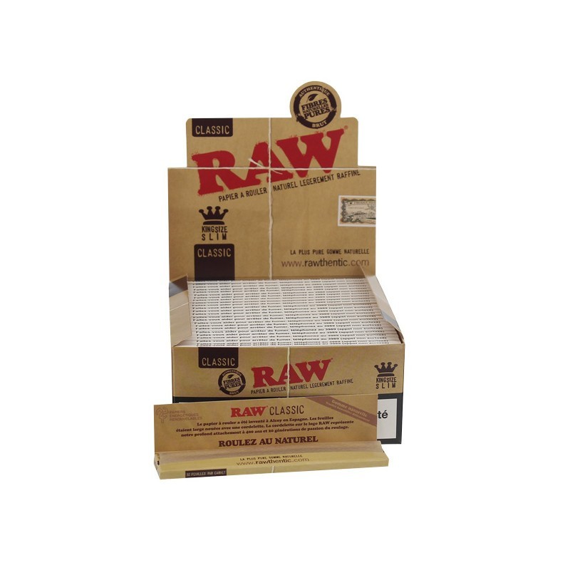 Raw King Size Slim 32 feuilles - Boite de 50 carnets