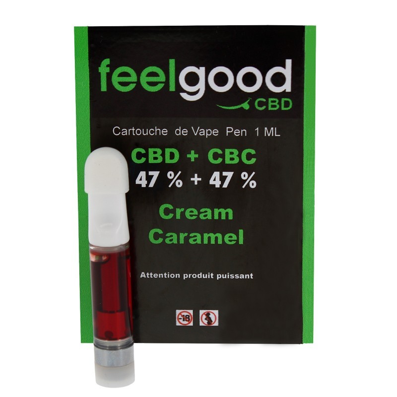 Cartouche vape pen CBD 47% + CBC 47% Cream Caramel 1ml - Feelgood CBD